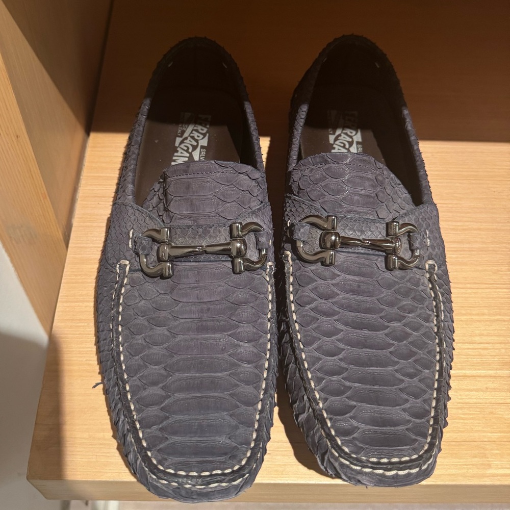 Salvatore Ferragamo Textured navy blue